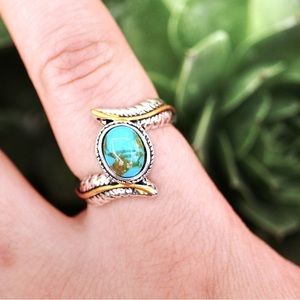 Handcrafted Turquoise Feather Ring